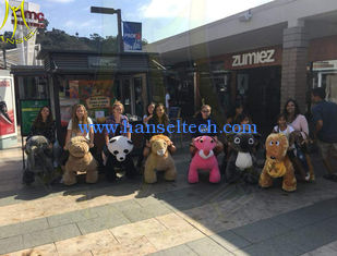 الصين Hansel  2018 plush stuffed electric battery operated ride animals on wheels المزود