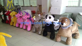 الصين Hansel  2018 new design animal electric ride large plush ride toy with coin for sales المزود