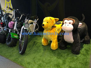 الصين Hansel coin operated plush kids dinosaur park animales mountables in mall المزود