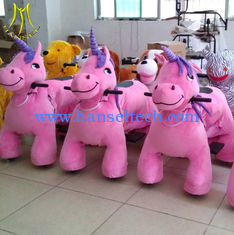 الصين Hansel animal coin operated horse for shopping mall plush horse toy on wheels المزود