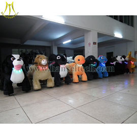 Hansel 2016 high quality coin operated ride on costumes 12 volt ride on toys style plush animal electric scooter المزود