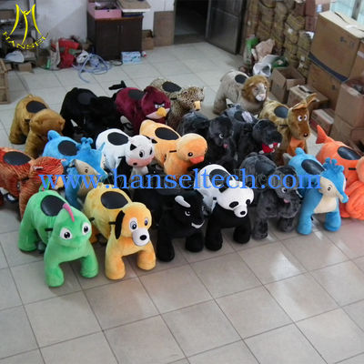 Hansel Best selling Guangzhou Mechanical Animal Ride Plush Toys On Wheels Stuffed Animal Rides المزود