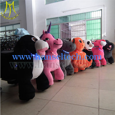 Hansel Hot Sale 12v Battery Plush Animal Rides For Mall Zippy Pets Rides المزود