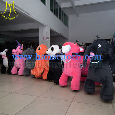 Hansel Hot Sale 12v Battery Plush Animal Rides For Mall Zippy Pets Rides المزود
