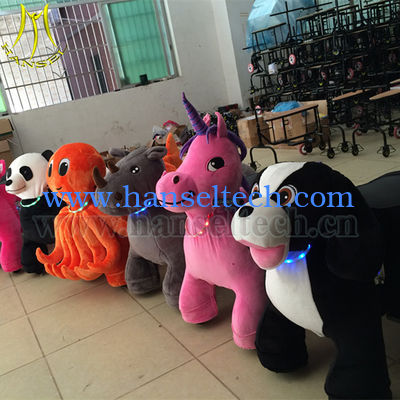 Hansel Hot Sale 12v Battery Plush Animal Rides For Mall Zippy Pets Rides المزود