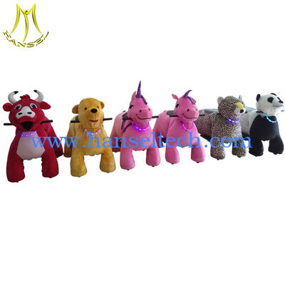 Hansel coin operated ride on furry animal toys happy ride on animals المزود