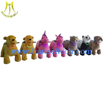 Hansel large kids plush ride car with music stuffed animal ride for sale المزود