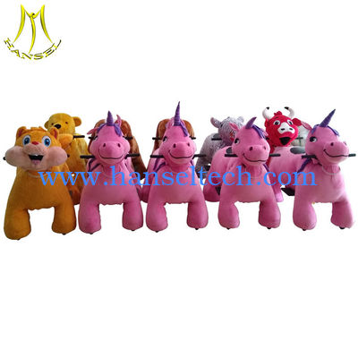 Hansel coin operated electric ride on animals motorized plush animal ride المزود