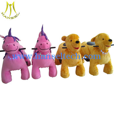 Hansel amusement park rides plush ride on motorized animals for sale المزود