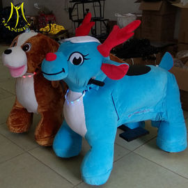 Hansel high quality battery operated 4 wheels scooter motorized plush riding animals with batttery indicator المزود