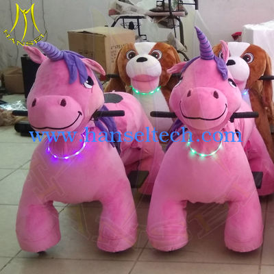 Hansel amusement park games electric walking zoo plush stuffed animals ride المزود