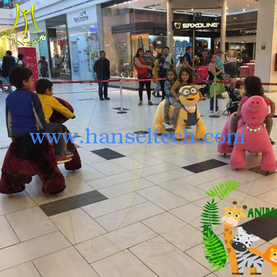Hansel children funfair moving electric battery operated ride on plush animals المزود