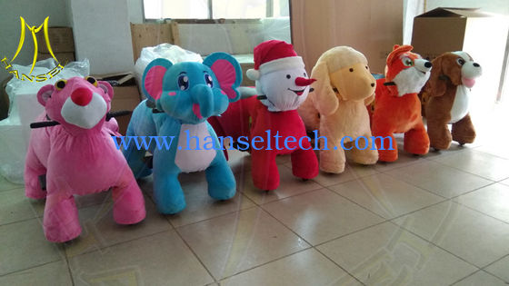 Hansel entertainment plush motorized 4 wheel electric walking animals rides المزود