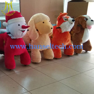 Hansel entertainment plush motorized 4 wheel electric walking animals rides المزود