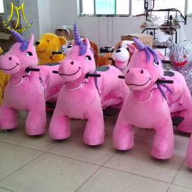 Hansel animal coin operated horse for shopping mall plush horse toy on wheels المزود